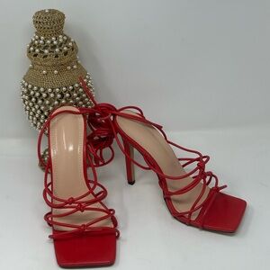 Elegant Red Strappy Heels- New!